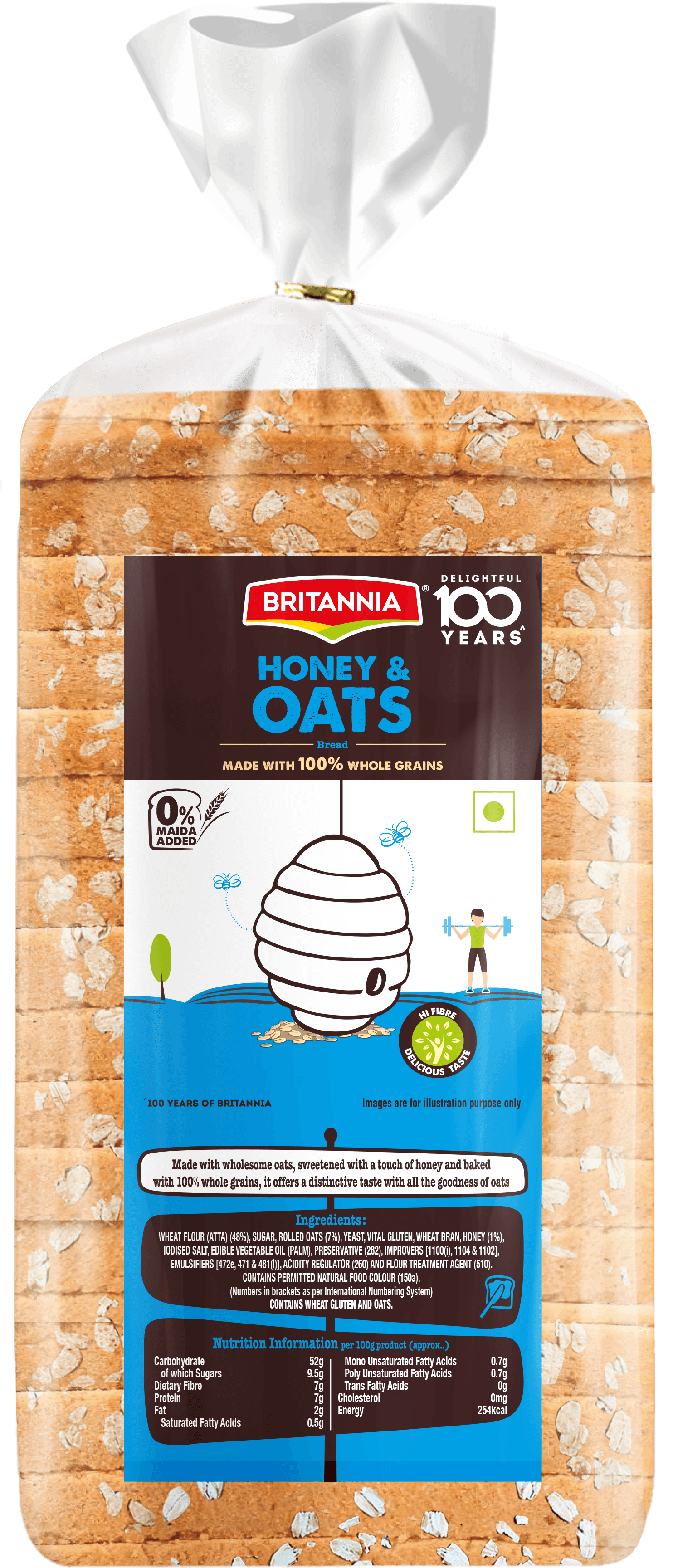 Britannia Honey and Oats Bread made with 100% Whole Grains