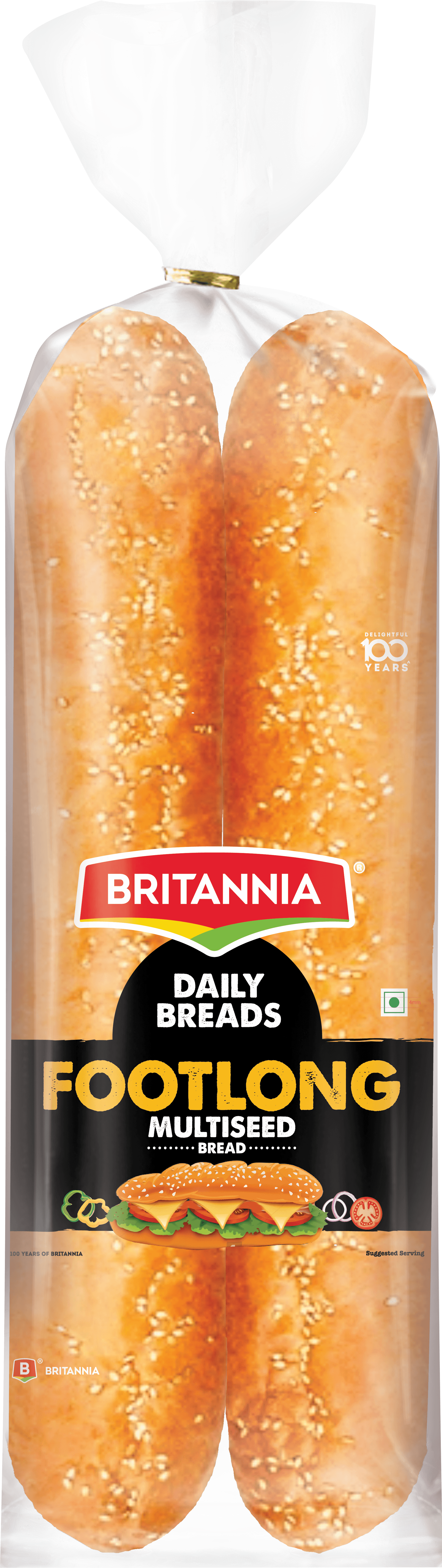 Britannia Footlong Multiseed Bread 100% Vegetarian