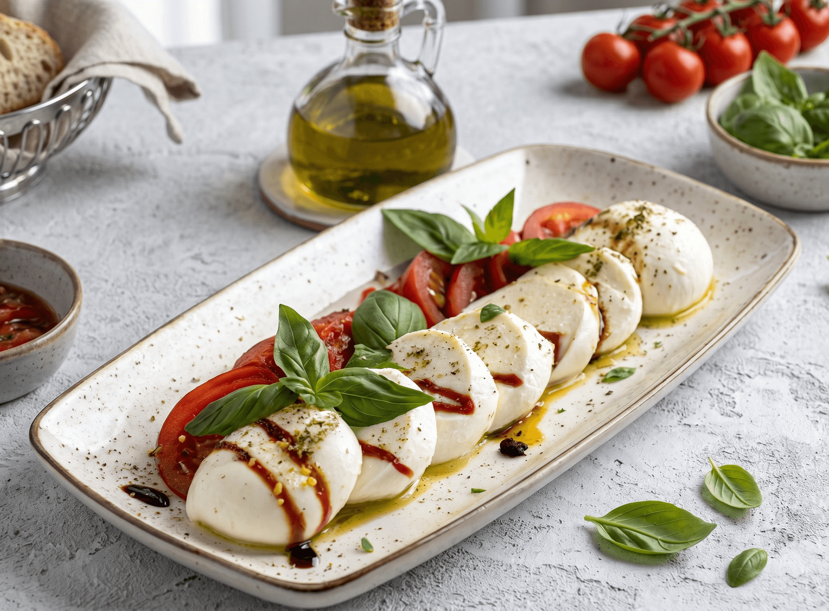 Salad with cheese and tomatoes